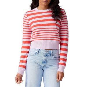 NEW CRUSH CASHMERE womad little crew sweater in clementine pop stripe
